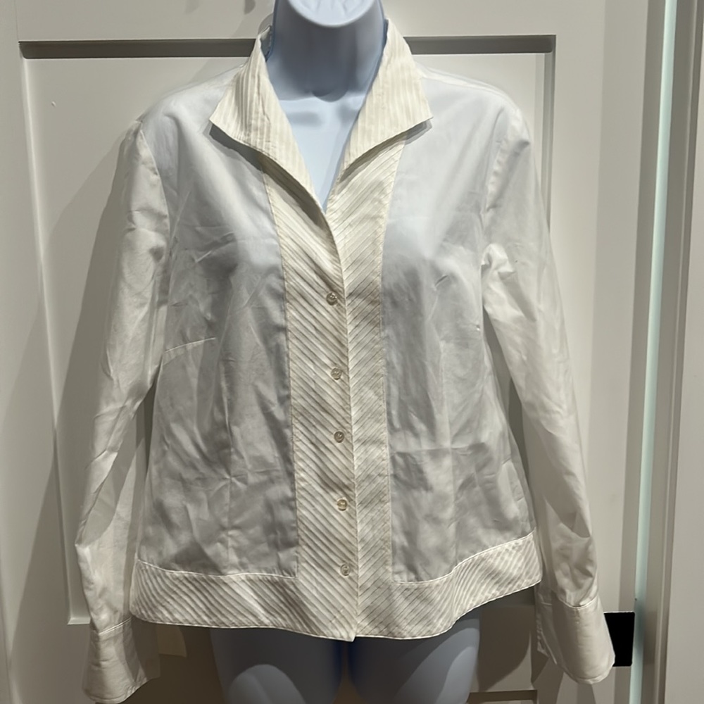 Talbots white cotton blouse